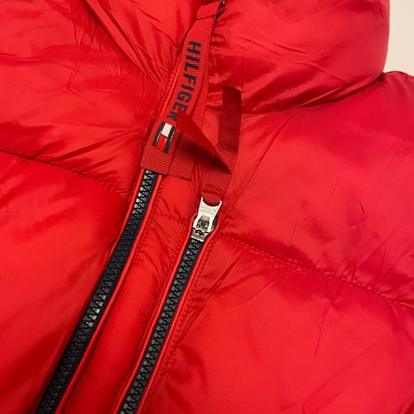 TOMMY HILFIGER red puffer winter jacket women’s XS / M NWT - Picture 8 of 12